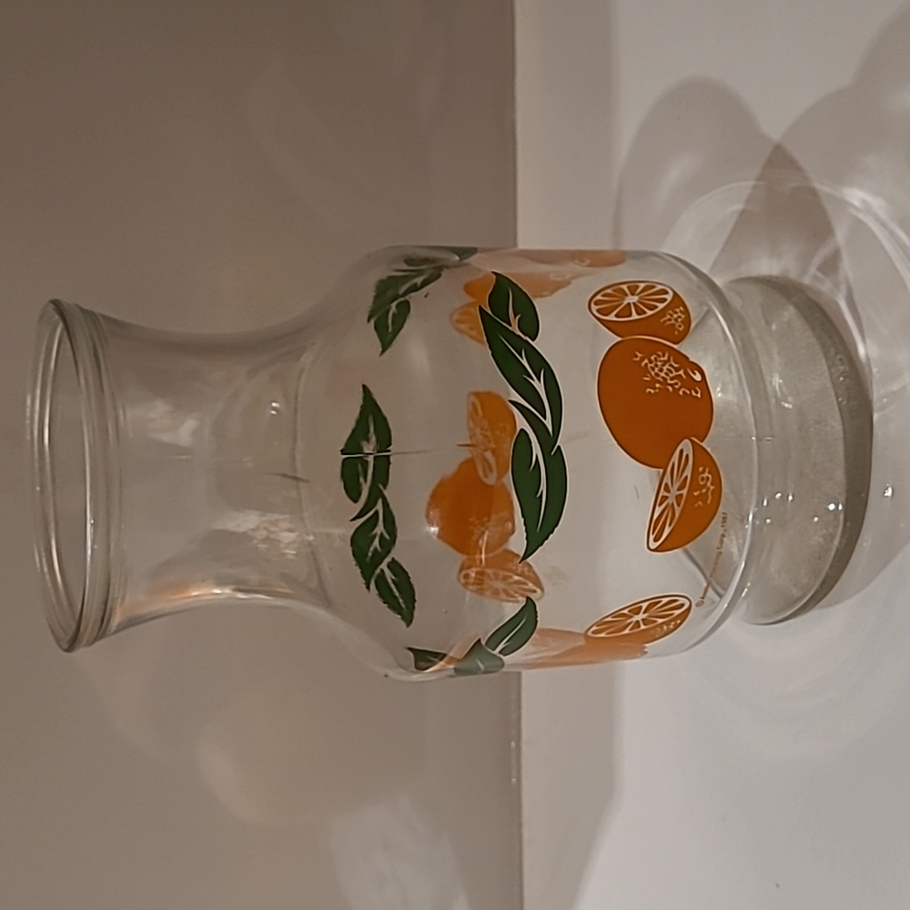 (#1)Vintage Anchor hocking orange juice glass  48 oz bottle Carafe jug
